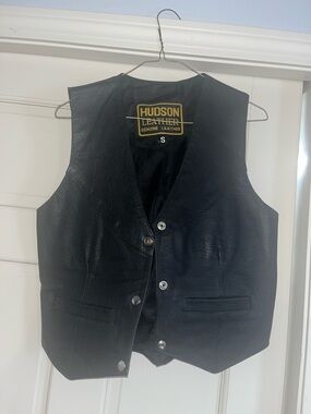 Hudson Leather Womens Black Leather Vest